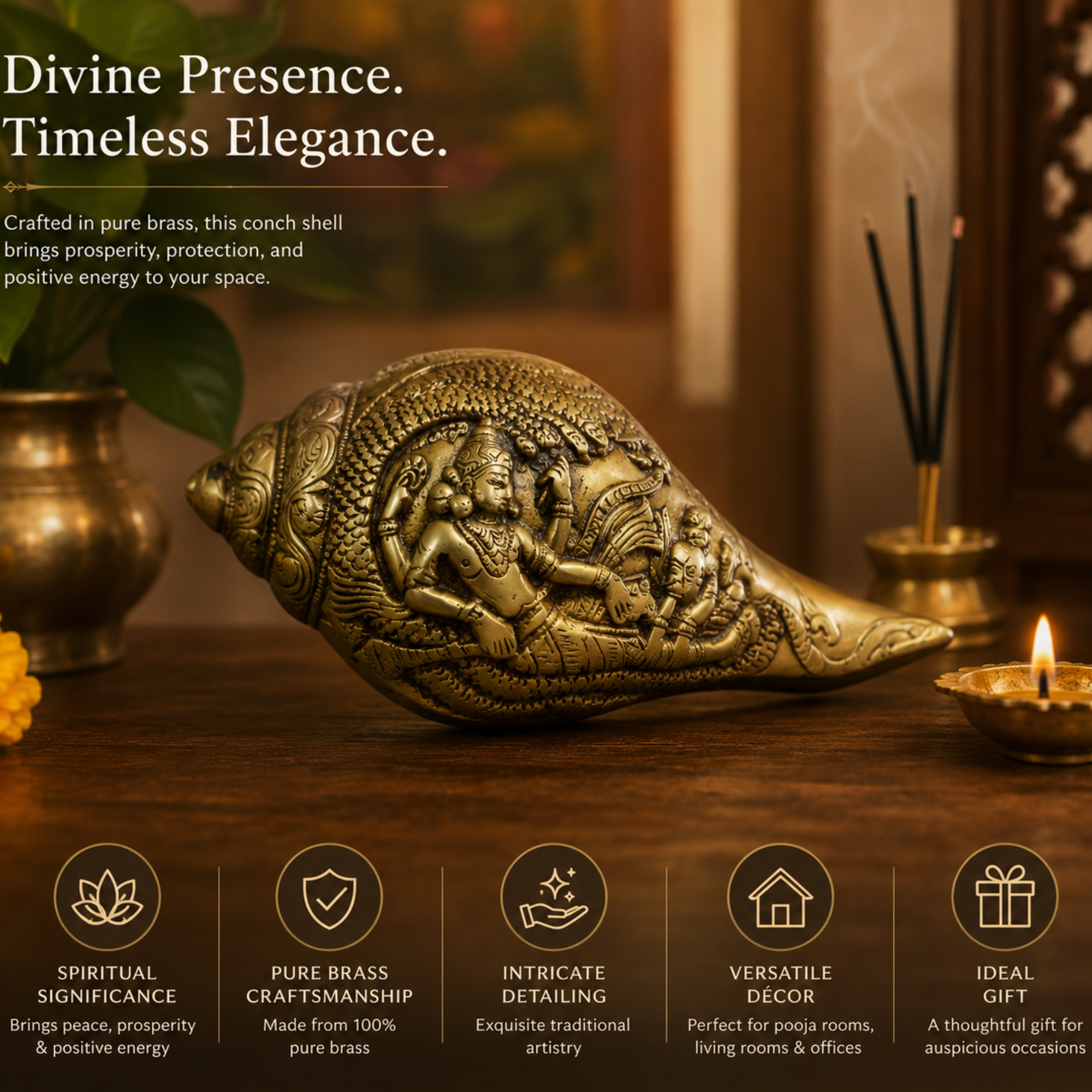 Pure Brass Shankh (Conch Shell)