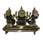 Pure Brass Lakshmi Ganesha Saraswati Idol