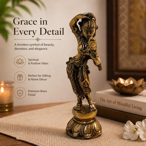Pure Brass Dancing Apsara Figurine
