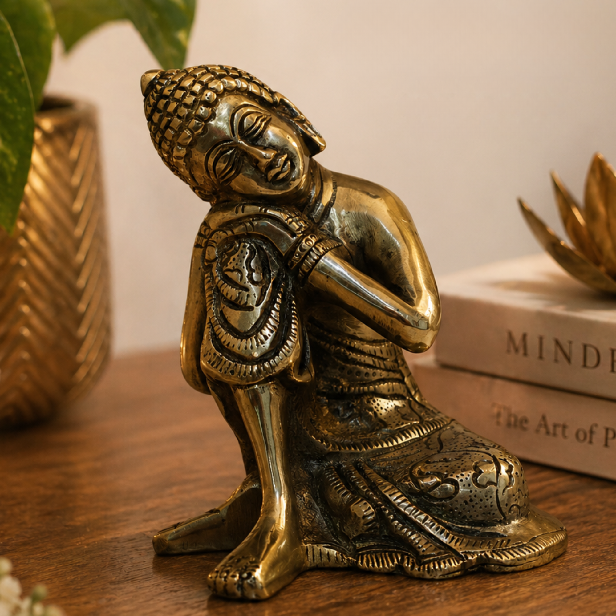 Brass Sleeping Buddha Idol