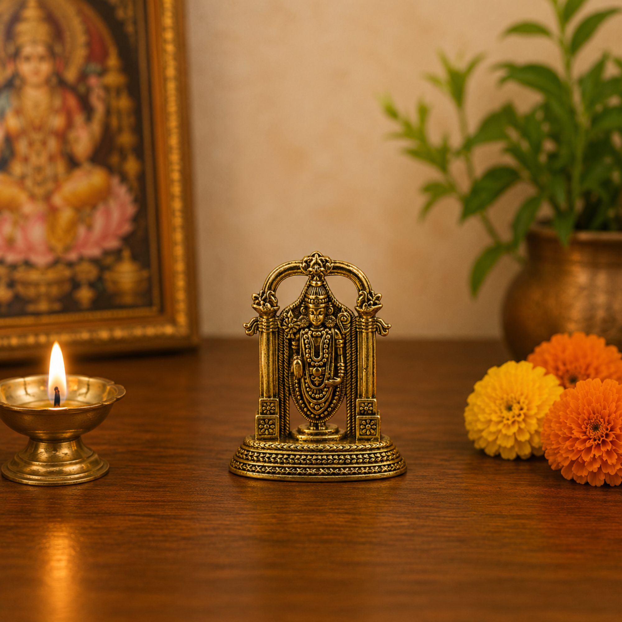 Pure Brass Miniature Tirupati Balaji