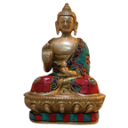 Pure Brass Sleeping Buddha Idol with Stone Work