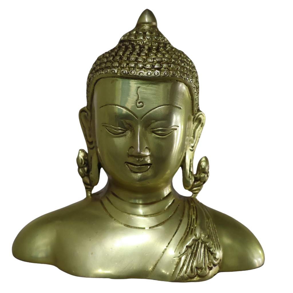 Brass Buddha Head Bust