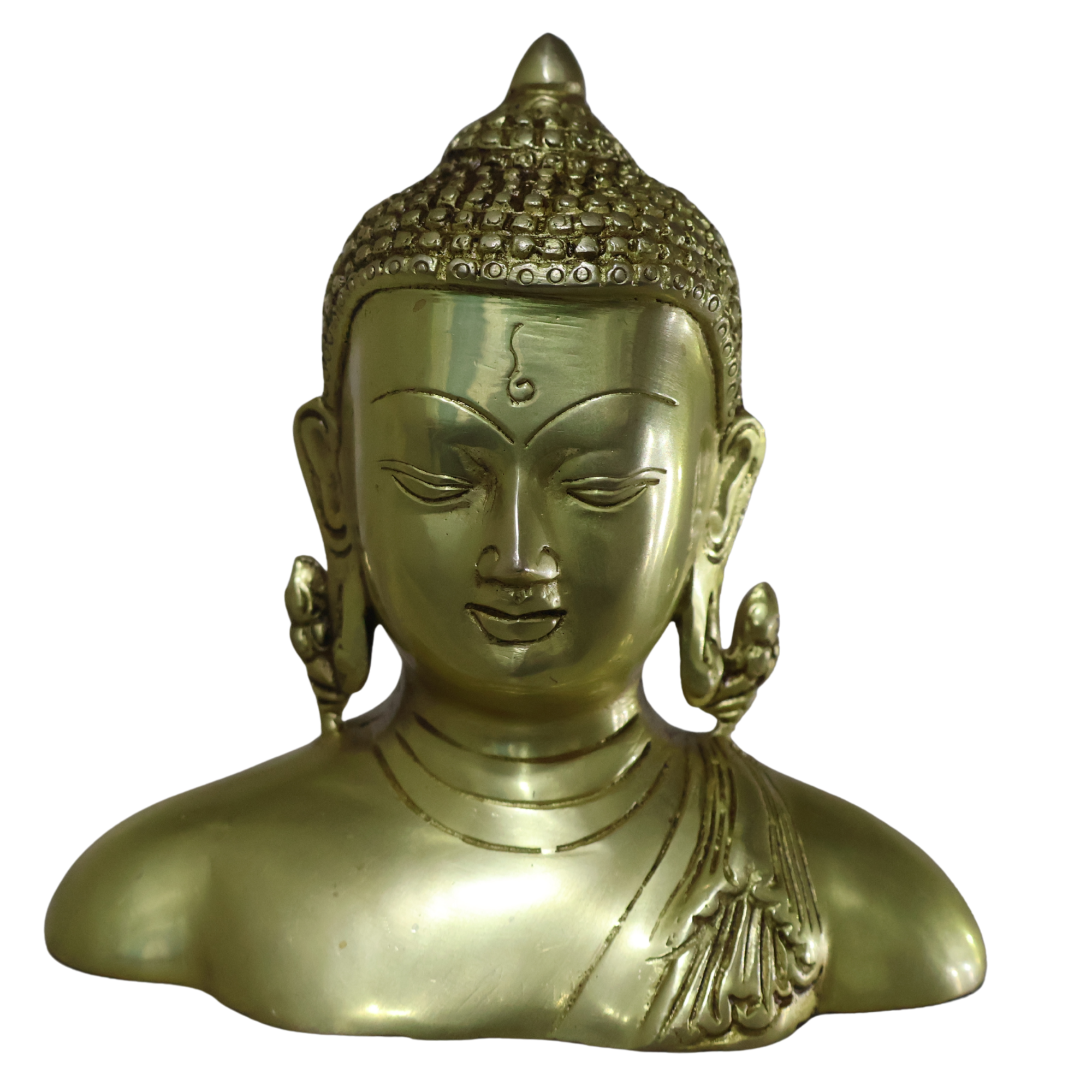 Brass Buddha Head Bust