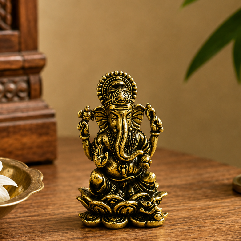 Pure Brass Miniature Ganesha