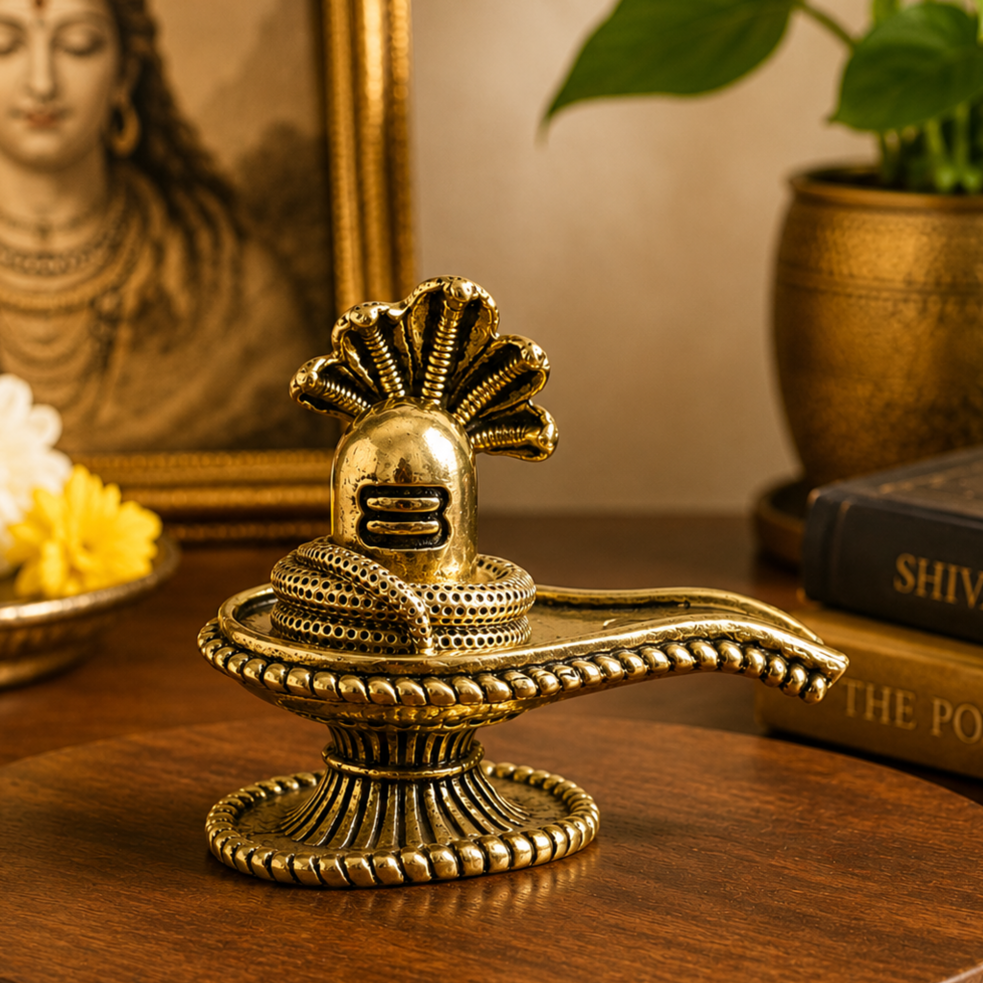 Pure Brass Miniature Shivling