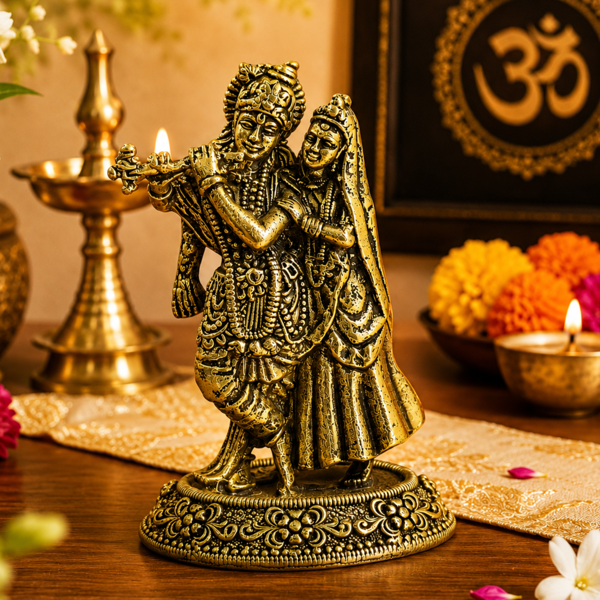 Pure Brass Miniature Radha Krishna