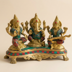 Pure Brass Lakshmi Ganesha Saraswati Idol