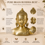 Pure Brass Buddha Head Bust