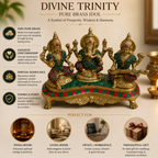 Pure Brass Lakshmi Ganesha Saraswati Idol