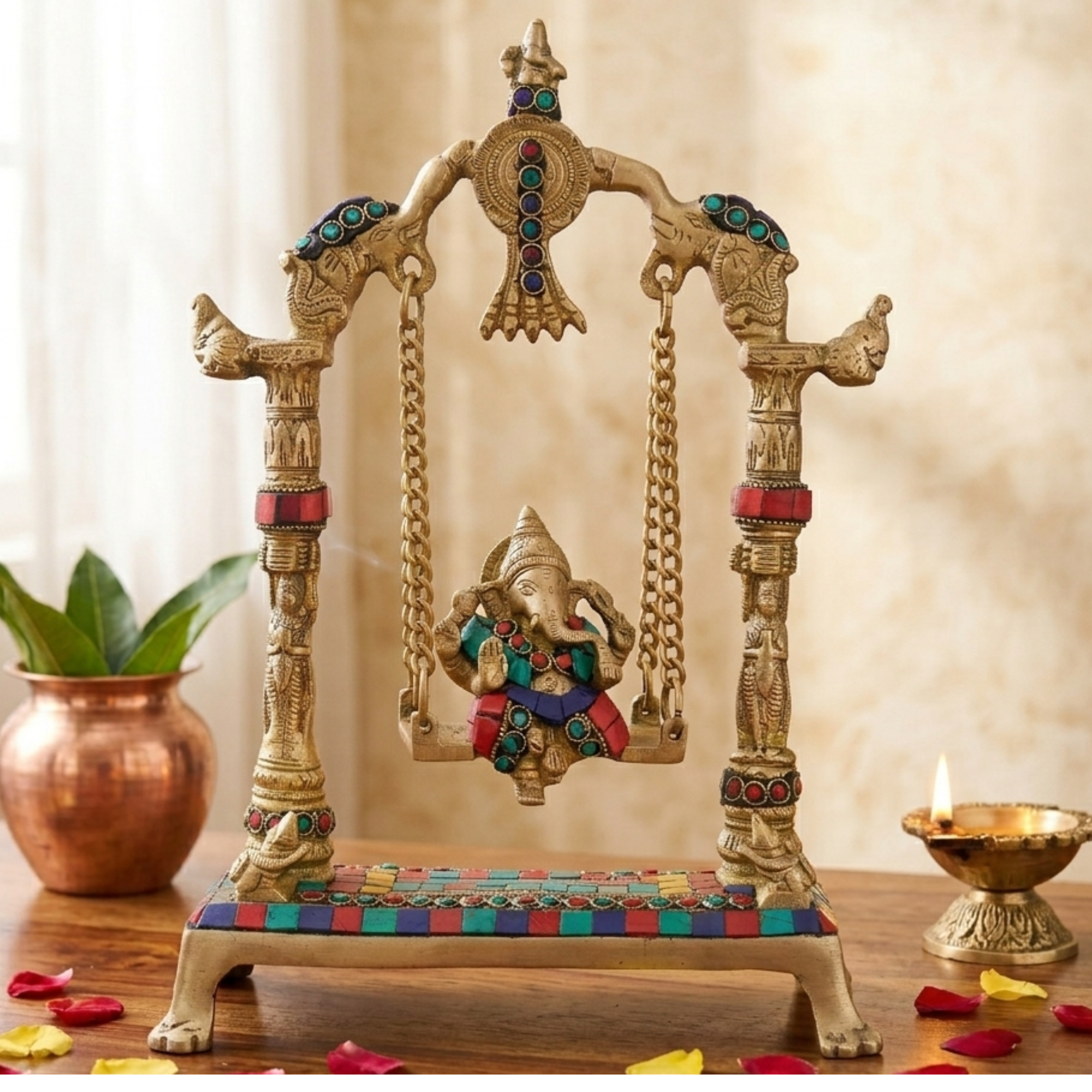 Brass Ganesha on Swing Idol