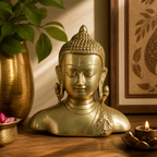 Pure Brass Buddha Head Bust