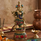 Pure Brass Krishna Stone Work