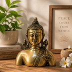 Pure Brass Buddha Bust
