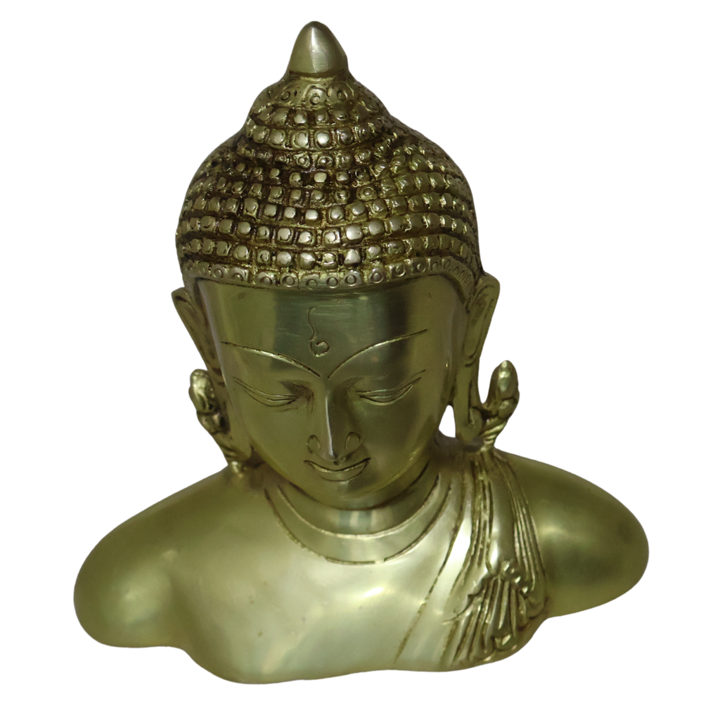 Brass Buddha Head Bust