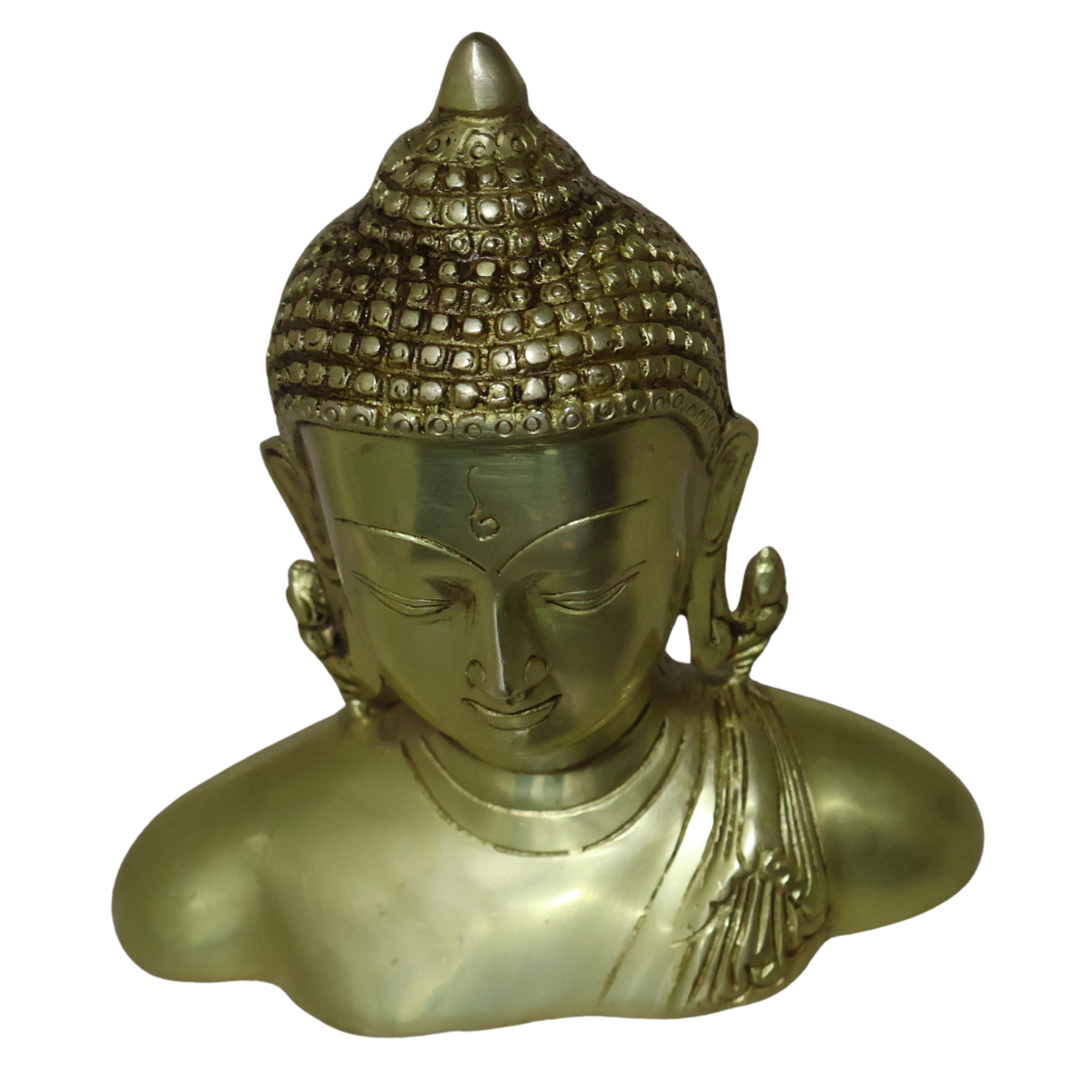 Brass Buddha Head Bust