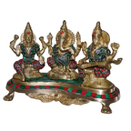 Pure Brass Lakshmi Ganesha Saraswati Idol