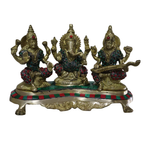 Pure Brass Lakshmi Ganesha Saraswati Idol