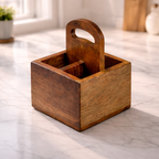 Acacia Wood Cutlery Holder