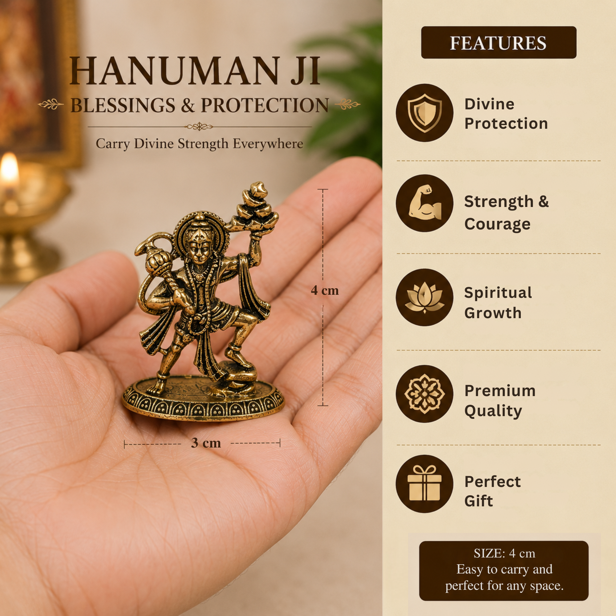 Pure Brass Miniature Bajrang Hanuman
