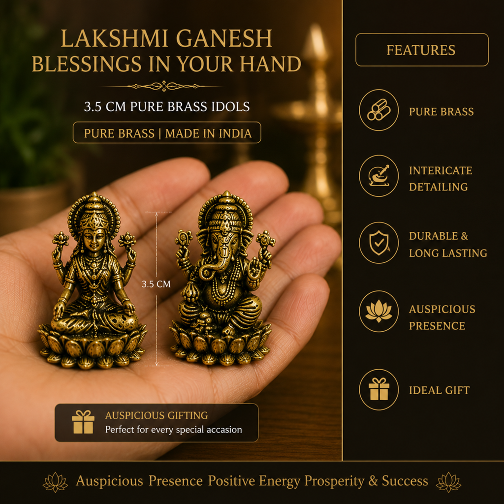 Pure Brass Miniature Lotus Laxmi Ganesha