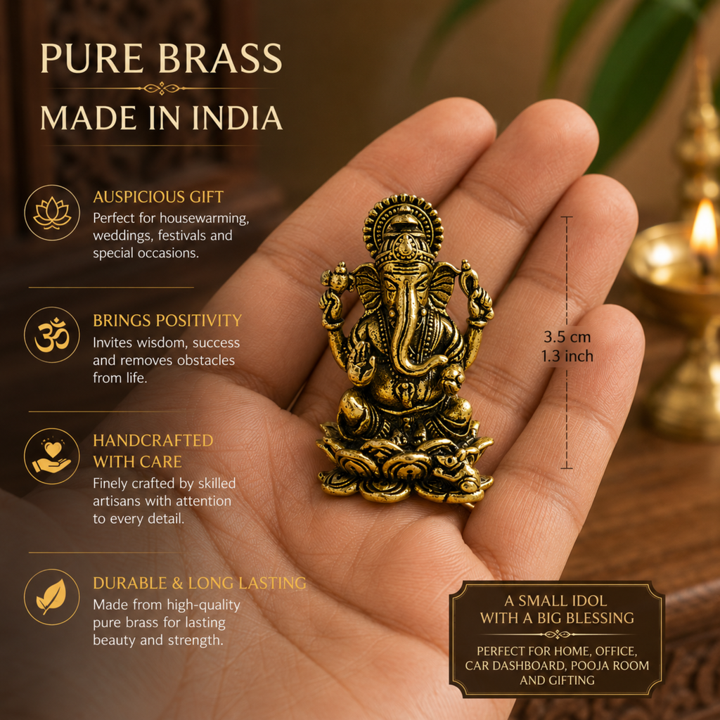 Pure Brass Miniature Ganesha