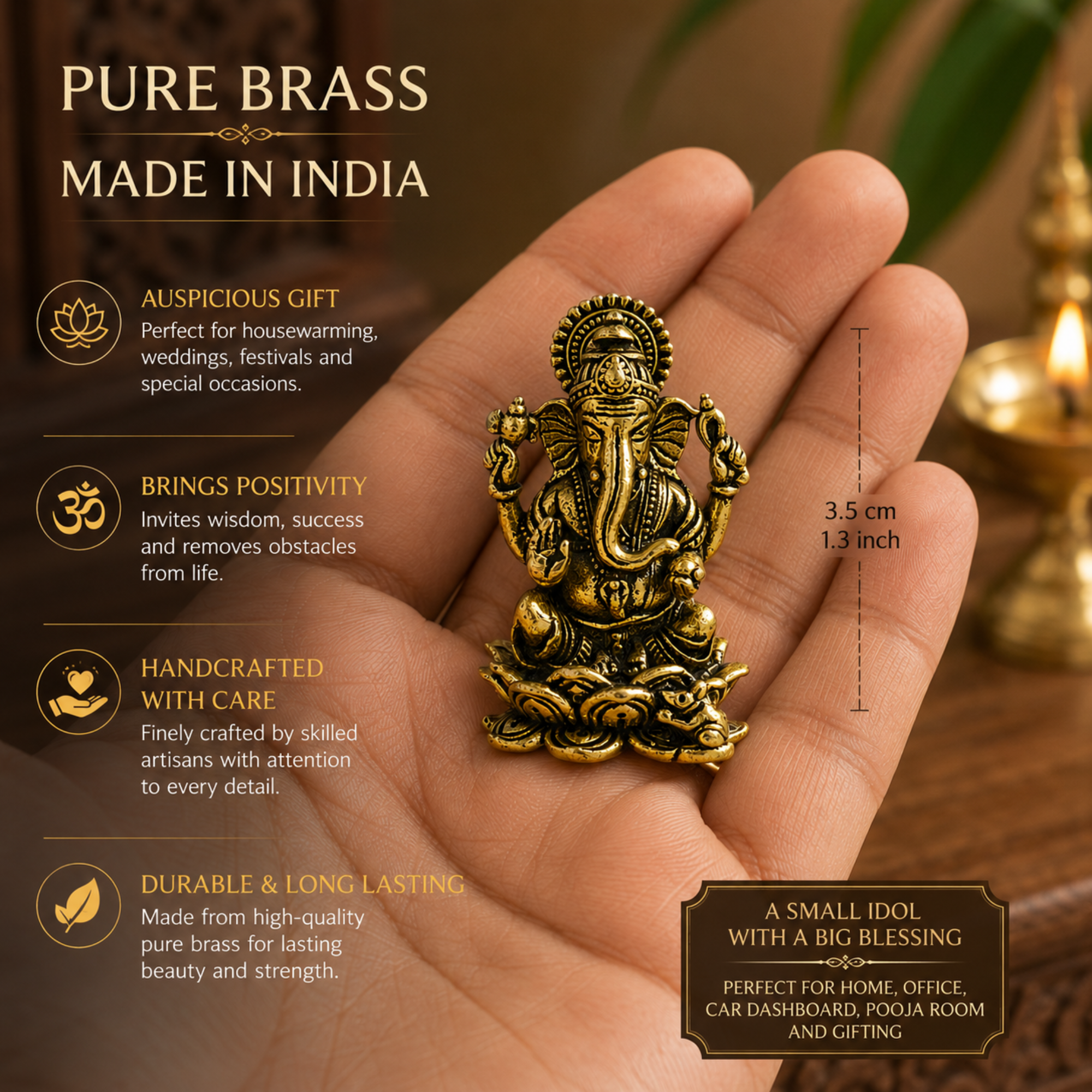 Pure Brass Miniature Ganesha