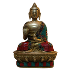 Pure Brass Sleeping Buddha Idol with Stone Work