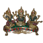 Pure Brass Lakshmi Ganesha Saraswati Idol