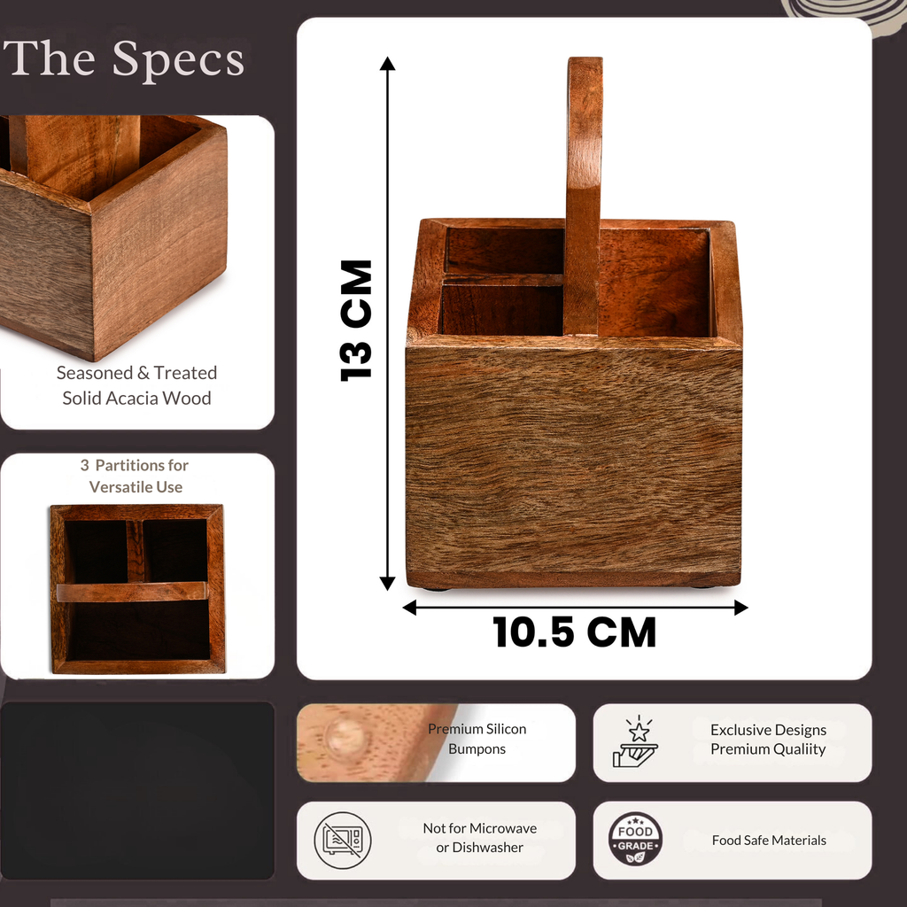 Acacia Wood Cutlery Holder