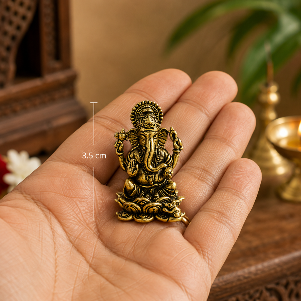 Pure Brass Miniature Ganesha
