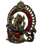 Pure Brass Ganesha with Stone Work