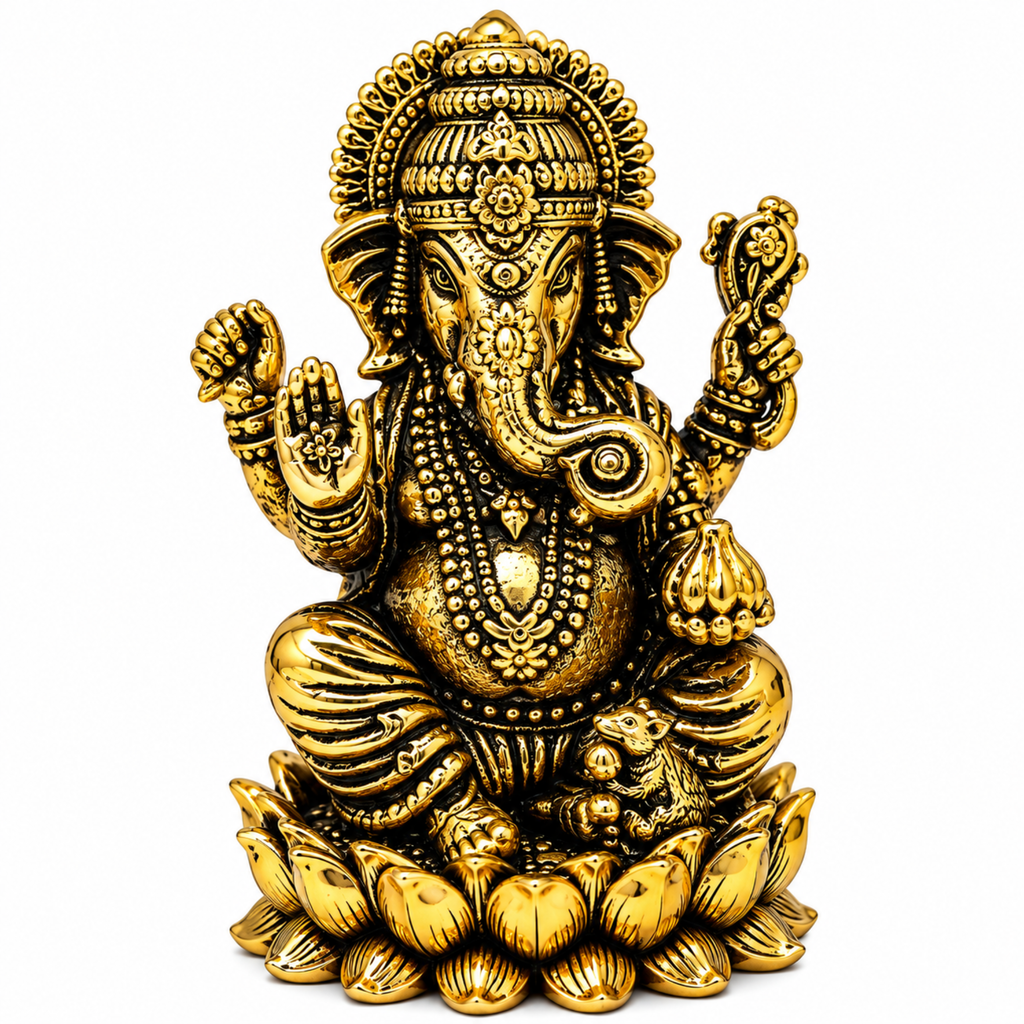 Pure Brass Miniature Lotus Ganesha