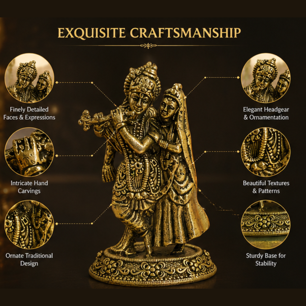Pure Brass Miniature Radha Krishna