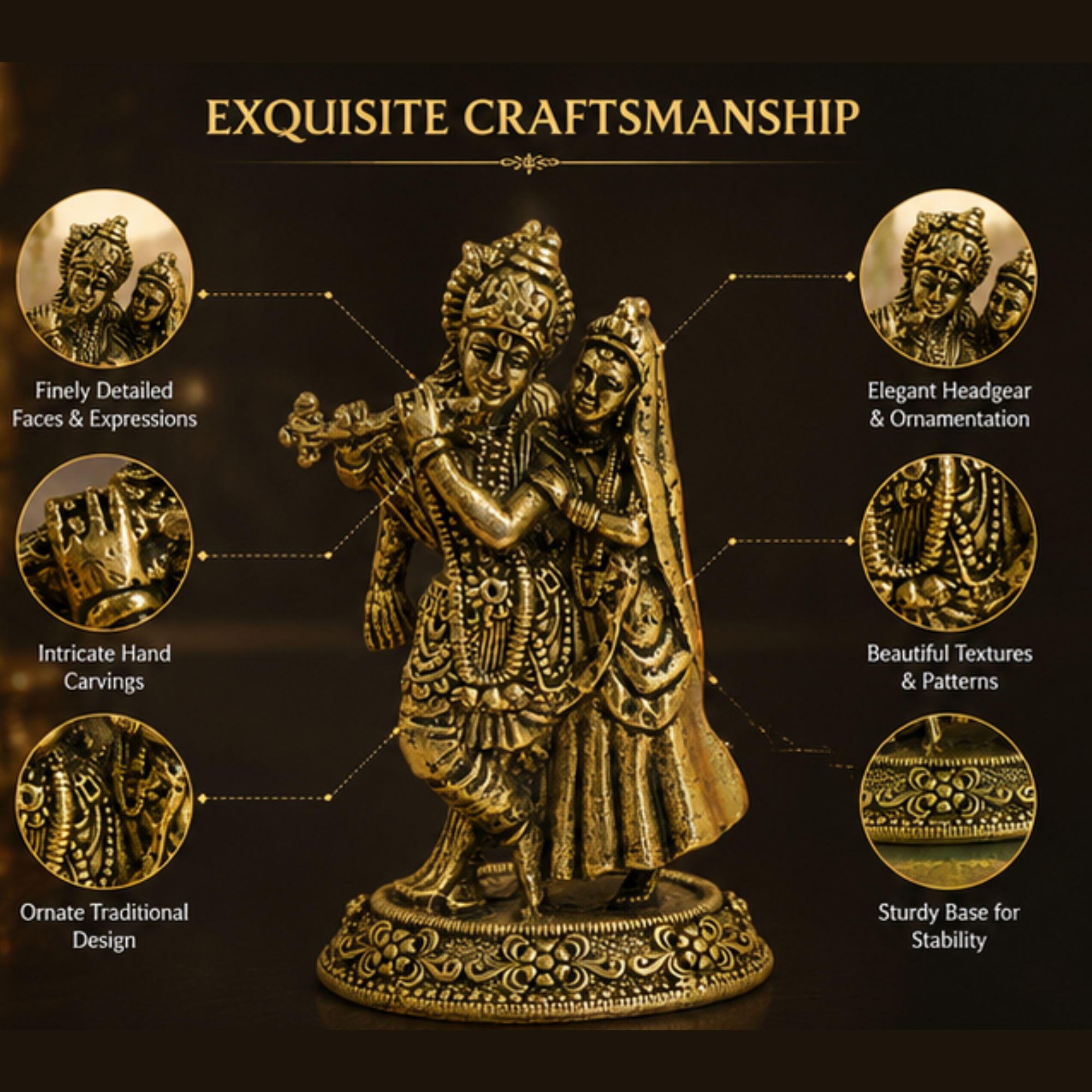 Pure Brass Miniature Radha Krishna