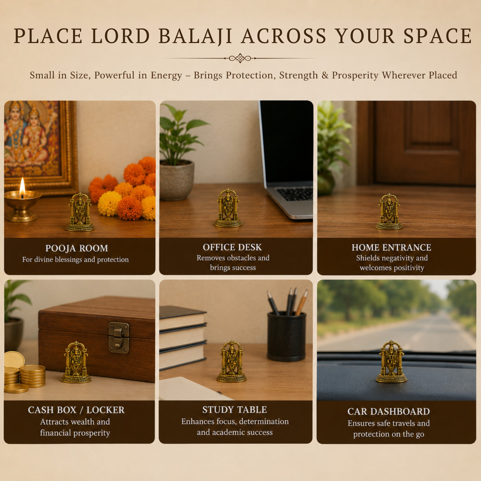 Pure Brass Miniature Tirupati Balaji