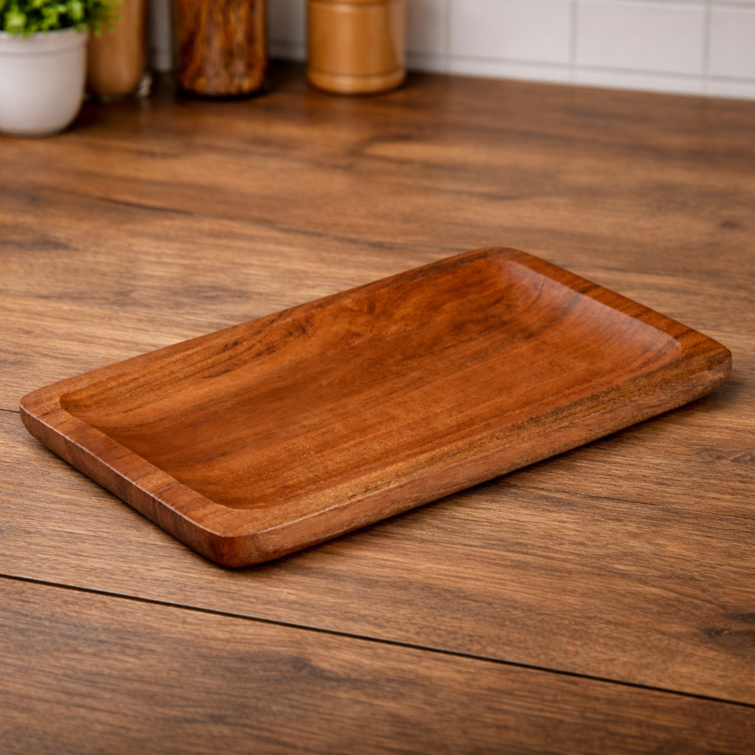 Acacia Wood Serving Platter Tray (12x6 Inches)