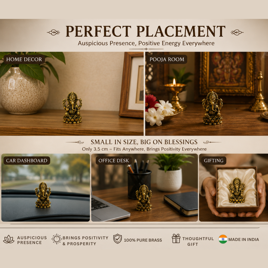 Pure Brass Miniature Lotus Ganesha