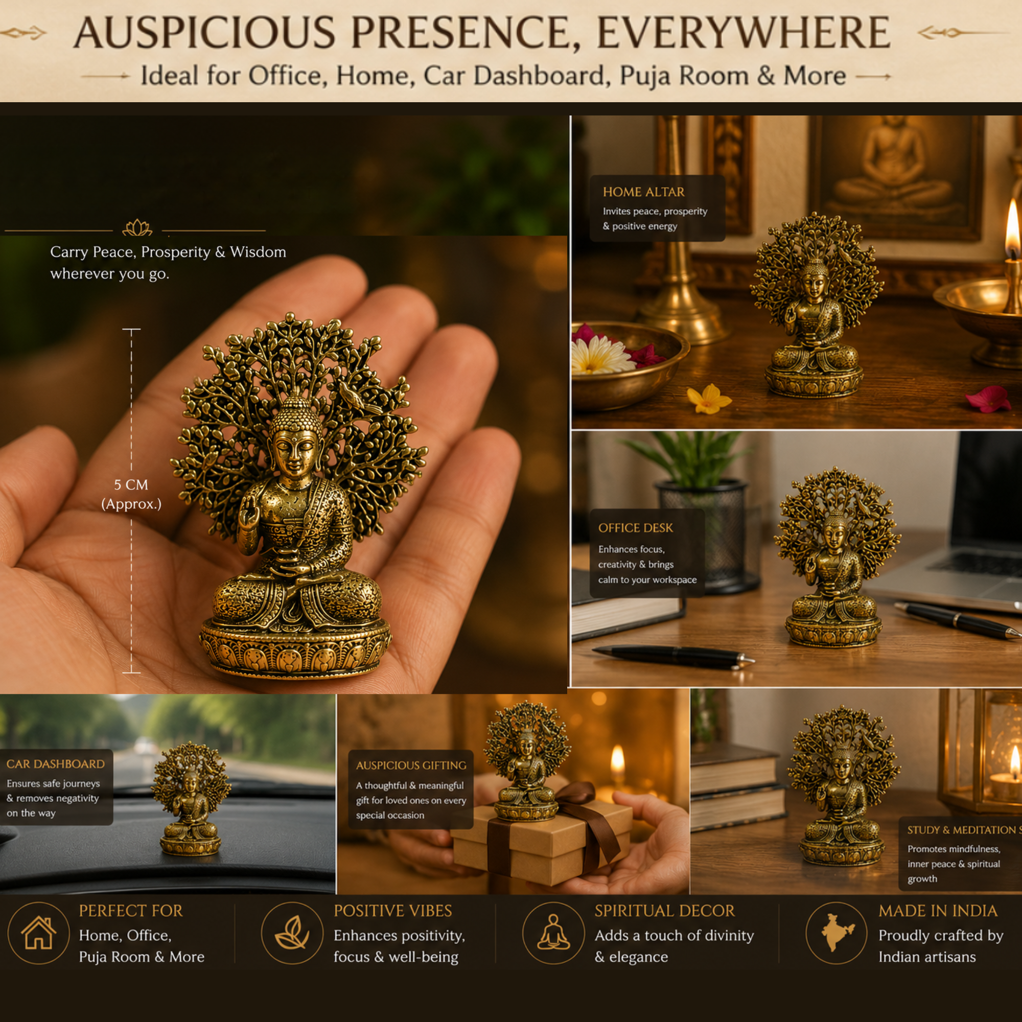 Pure Brass Miniature Buddha