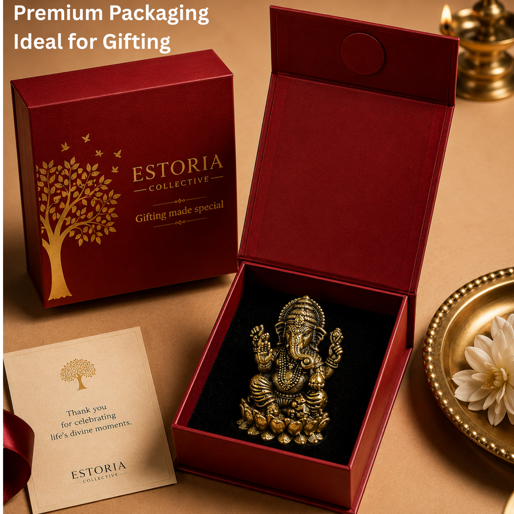 Pure Brass Miniature Lotus Ganesha