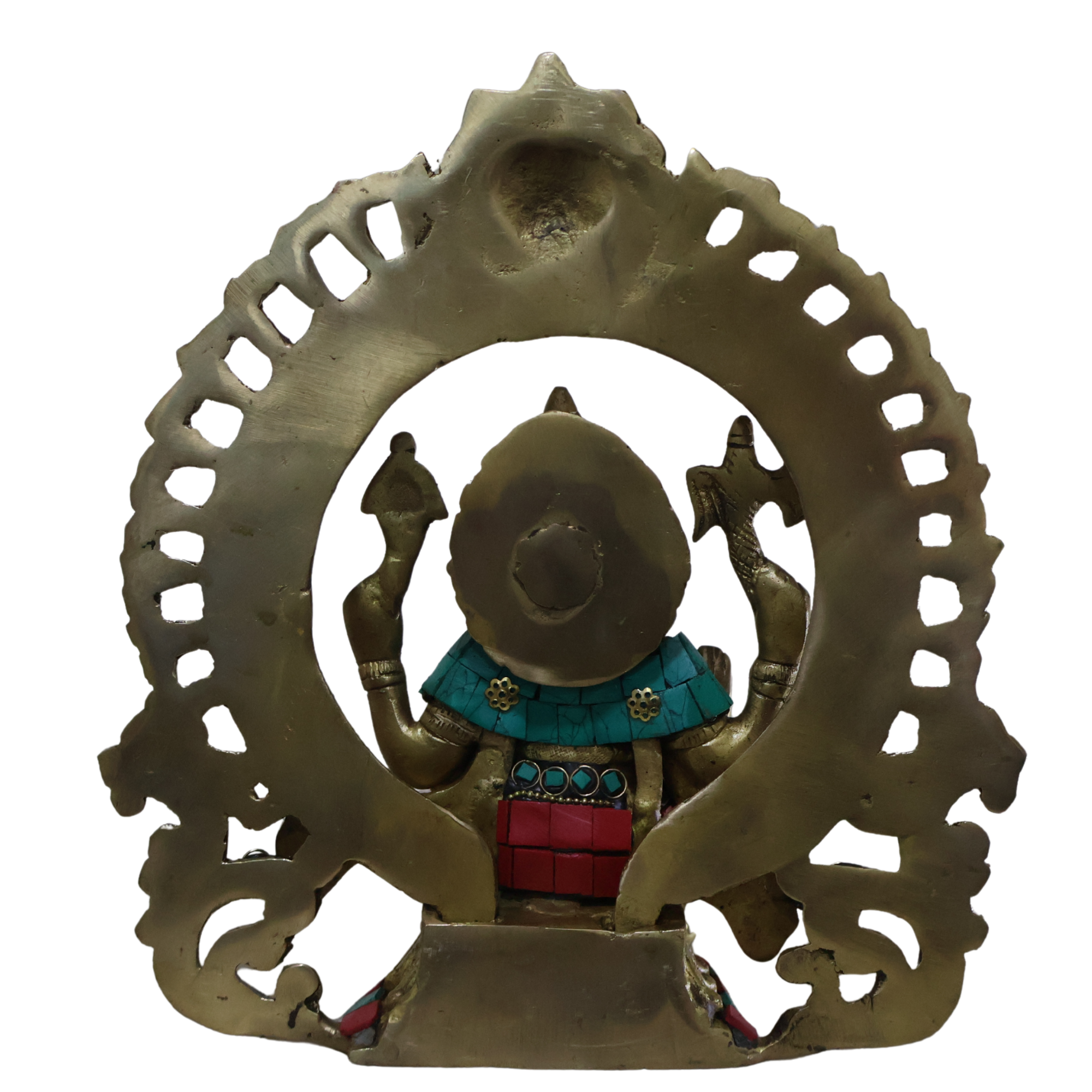Brass Ganesha Idol with Stone Work