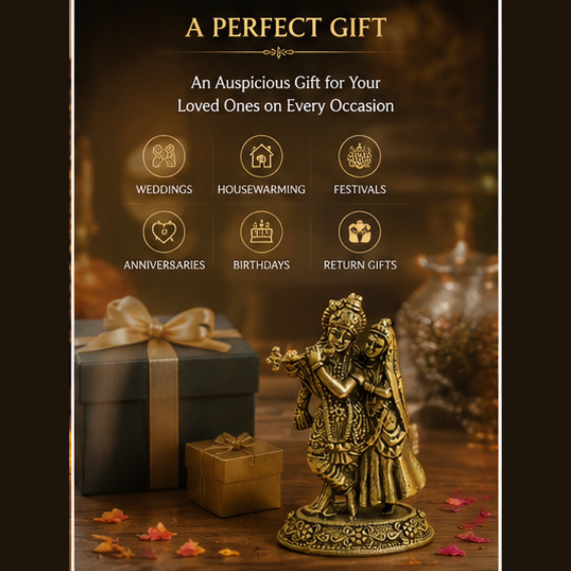 Pure Brass Miniature Radha Krishna
