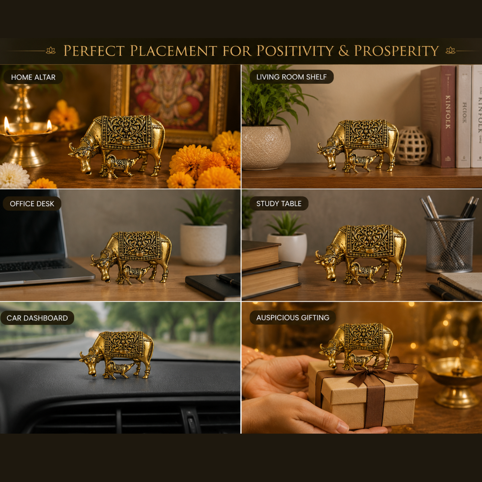 Pure Brass Miniature Kamdhenu