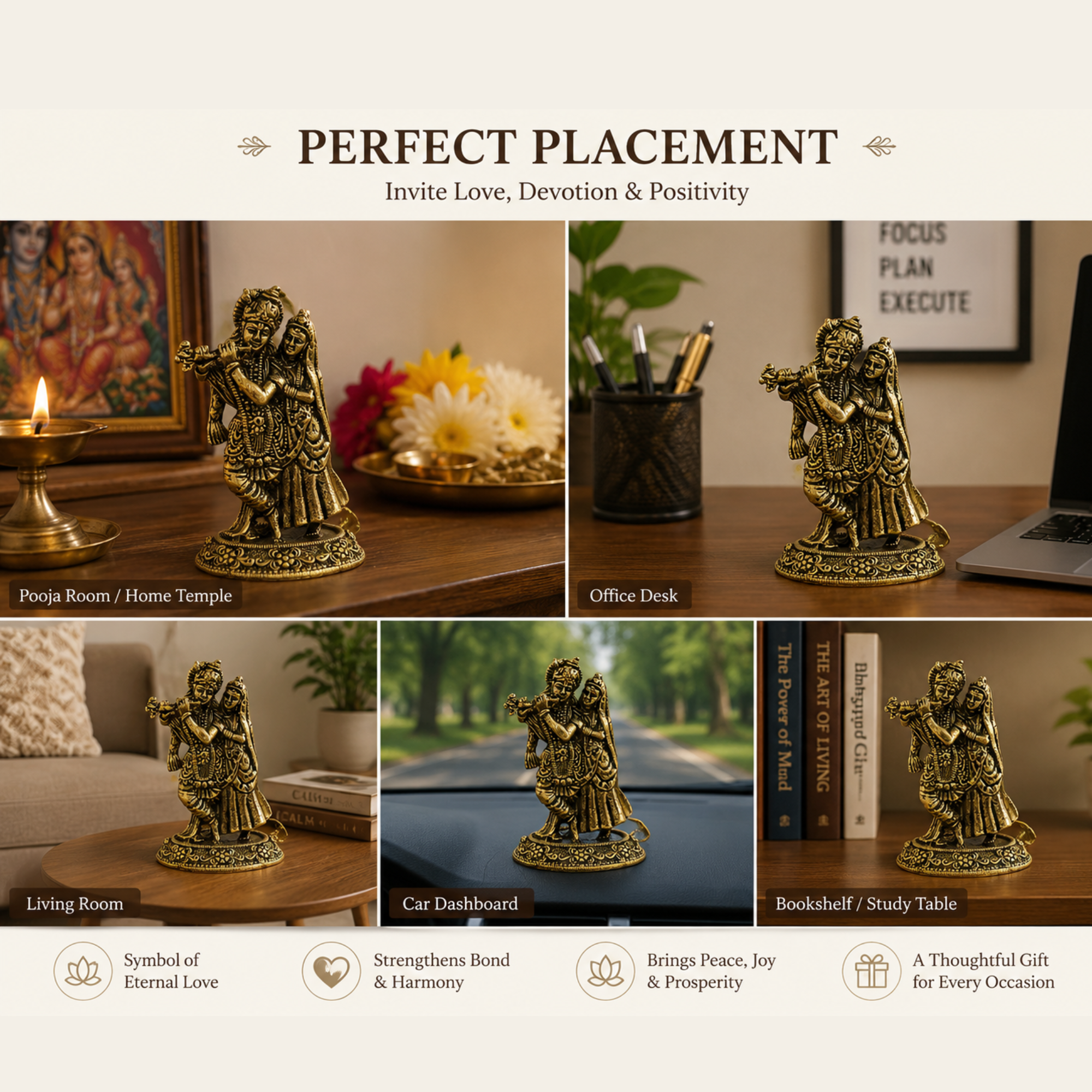 Pure Brass Miniature Radha Krishna