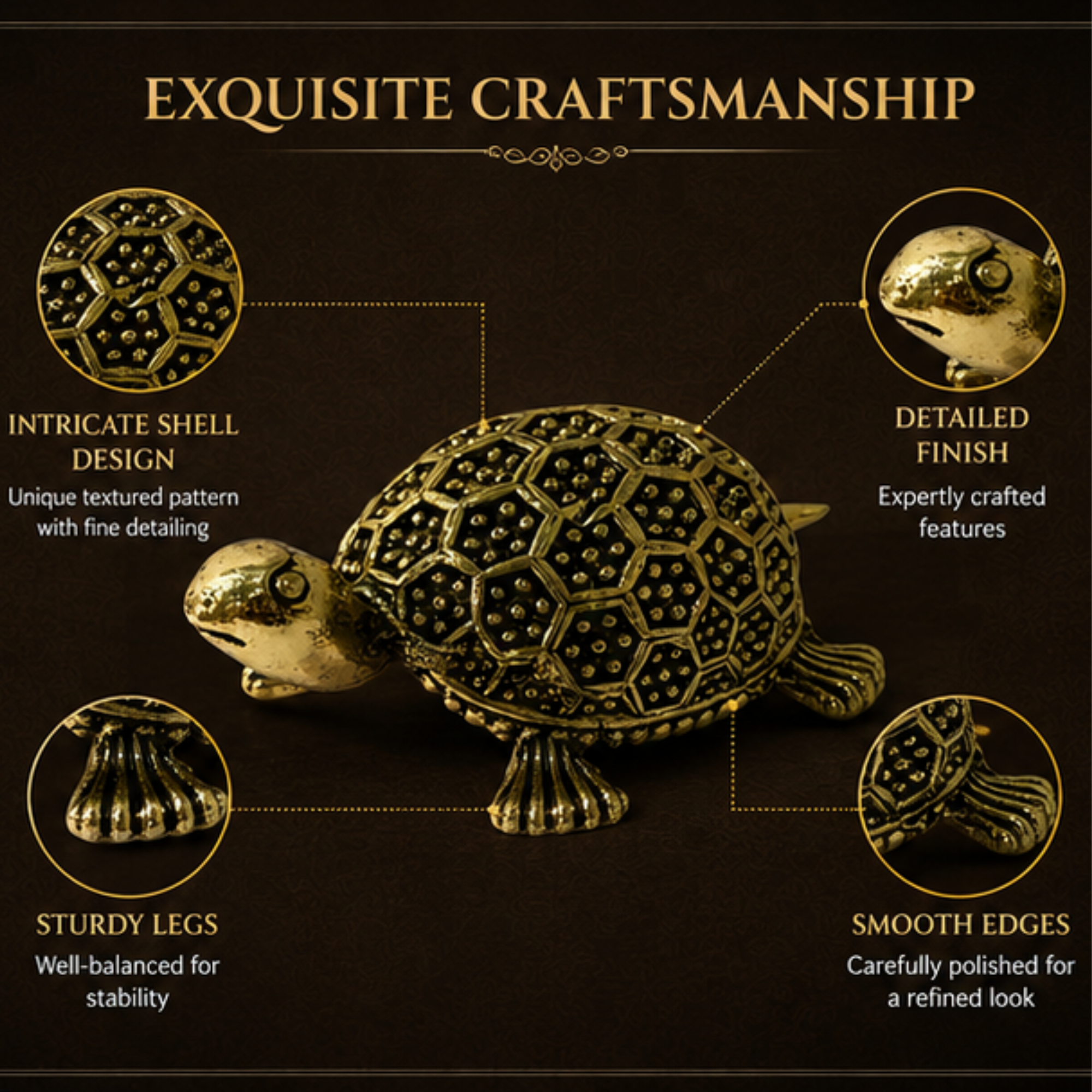 Pure Brass Miniature Tortoise