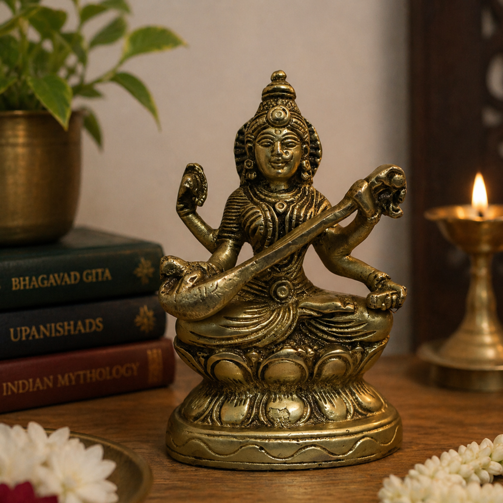 Brass Saraswati Idol