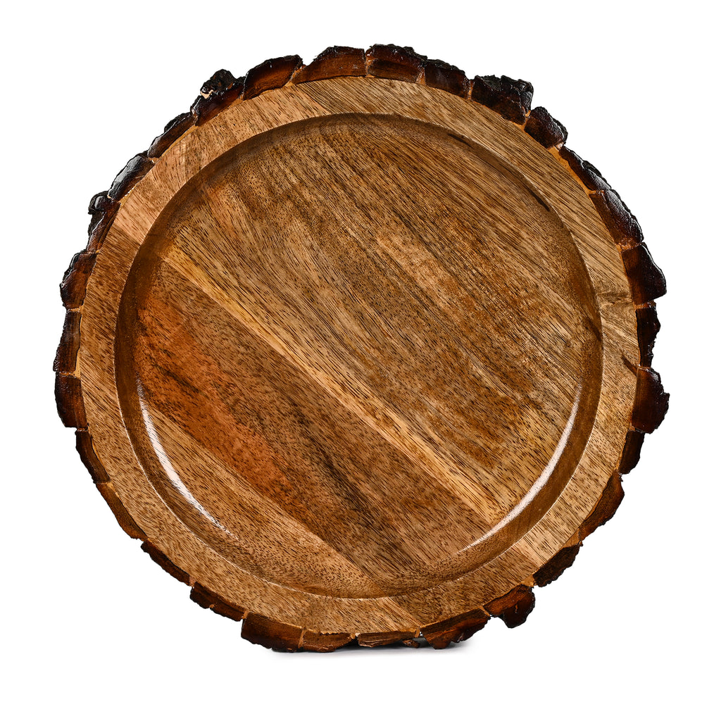 Mango Bark Wooden Round Cheese & Serving Platter