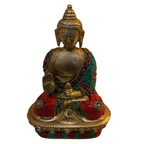 Pure Brass Sleeping Buddha Idol with Stone Work