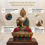 Pure Brass Sleeping Buddha Idol with Stone Work