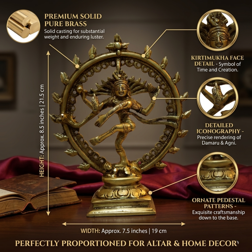 Brass Natraja Statue Gold Finish